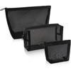 3PCS Black Women's Cosmetic Bag Mesh Storage Organizer for Cosmetics Pencil Case Travel Girl Brush Toilet Makeup Pouch Case