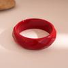 KMVEXO Exaggeration Red Resin Bangles for Women Geometric Irregular Chunky Wide Smudging Bracelet Punk Jewelry Accessories