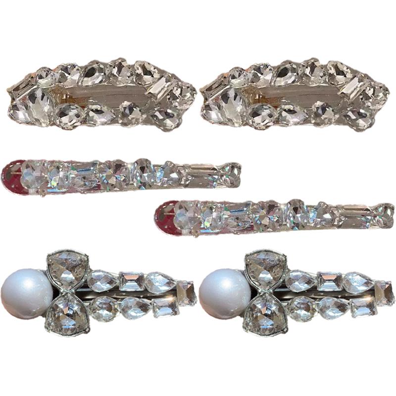 Sweet Cool Rhinestone Hair Clip Women Ice Through Temperament Versatile Side Clip Delicate Hair Accessories