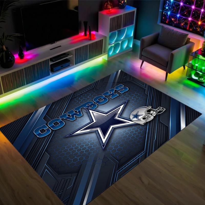 Дизайн Dallas Cowboys Кристальный Велюровый Ковер Уютный Не?Нескользящий ковер с принтом для спальни, гостиной, прихожей