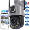 New 6MP WiFi IP Camera PTZ Outdoor Dual Screen 36X Optical Zoom 120M IR Night Vision Human Detection CCTV Surveillance Camera iCsee