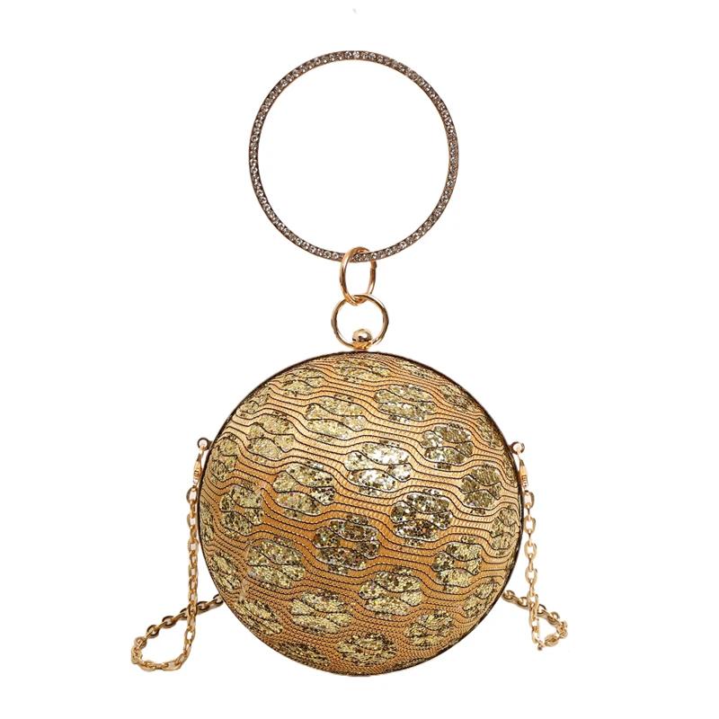 Роскошная круглая сумка для ужина для женщин, элегантные нежные сумки через плечо, сверкающая сумка для вечеринки с бриллиантами