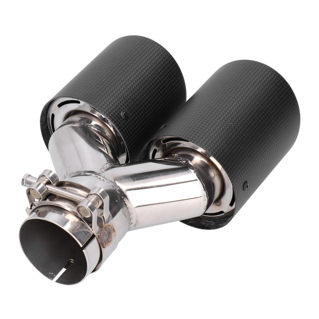 Matte Carbon Fiber Car Dual Exhaust Pipe Tail Throat Tip Stainless Steel Right Outlet