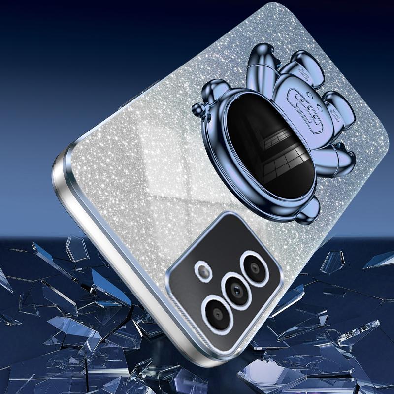 For Samsung Galaxy A25 5G (Global) (161.0 x 76.5 x 8.3mm) Electroplating Phone Shell Case PC+TPU Phone Cover with Astronaut Kickstand