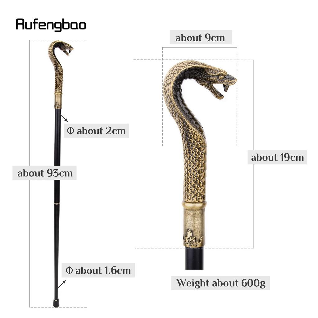 Bronze Luxury Snake Handle Fashion Walking Stick for Party Decorative Walking Cane Elegant Crosier Knob Walking Stick 93cm
