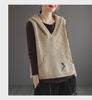 Ladies' Hooded Retro Knit Vest - 2024 Spring/Autumn Waistcoat Layered Top