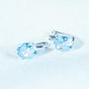Oval Nano Sky Blue Topaz Gemstone 925 Sterling Silver Clip Earring
