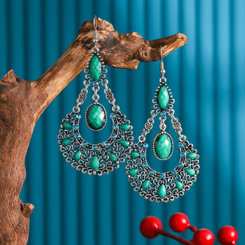 Ethnic Boho Women Drop Dangle Earrings Hollow Bead Crystal Antique Bohemian Wedding Earring