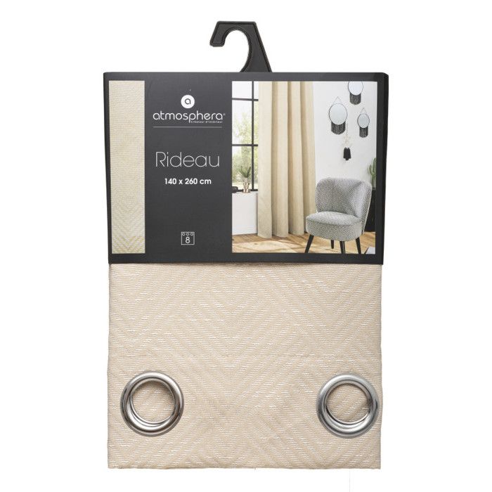 Rideau à œillets "Jacquard Geo" 140 x 260 cm Atmosphera - Lin