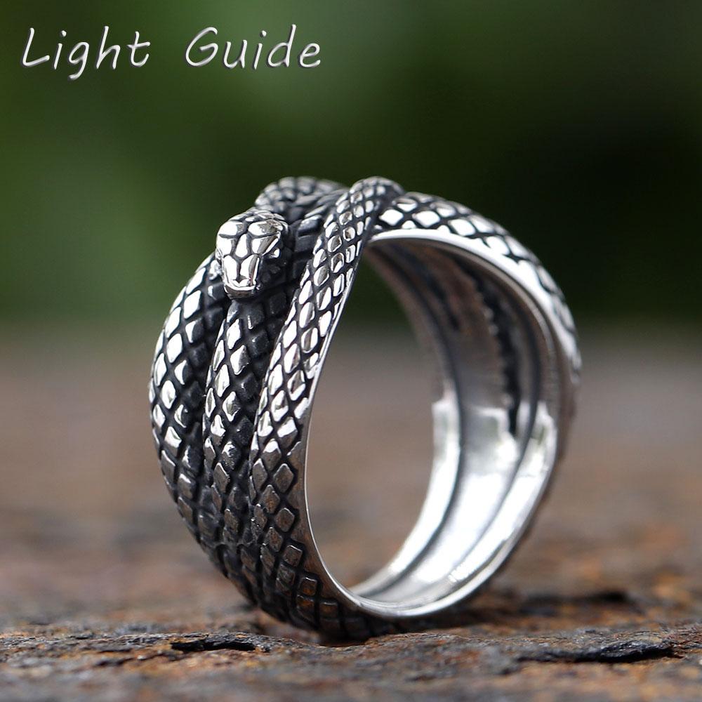 New Good Detail Men's Punk Rock FASHION Ring With 3D Snake Gothic Style 316L Stainless Steel Biker Anel Movie jewellery