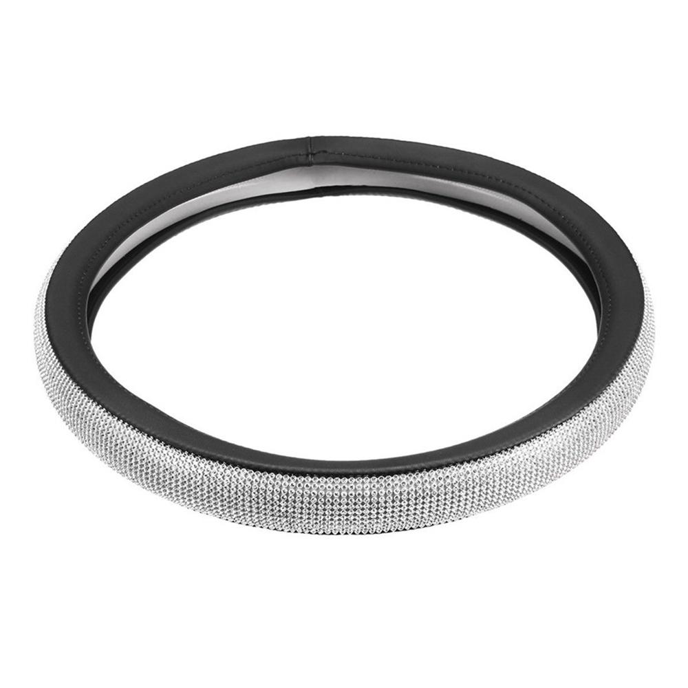 Черный 15'' 38см PU Кожа Кристалл Чехол на руль автомобиля со стразами