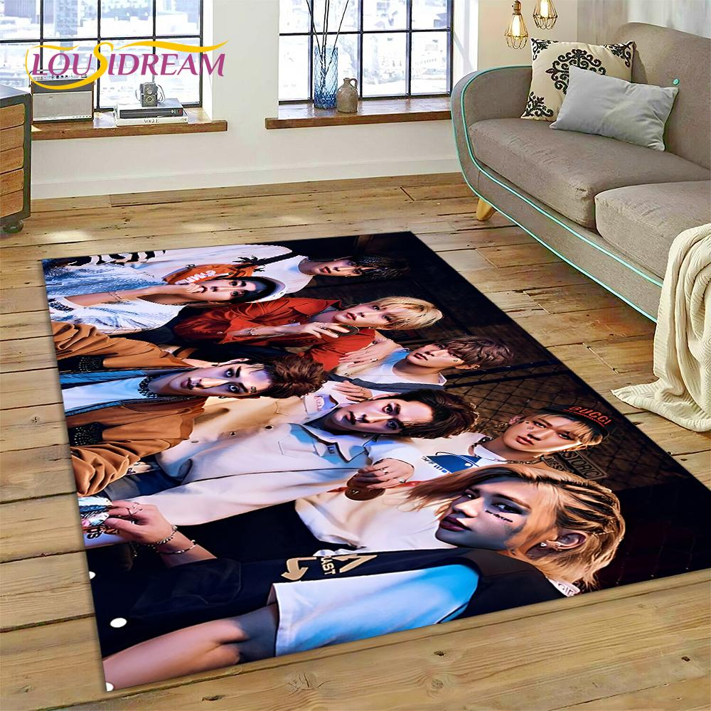 HD Korea Kpop Stray Kids 3D Singer Rug Carpet for Living Room Bedroom Home Decor,Floor Mat Non-slip Decoration for Sofa Doormat