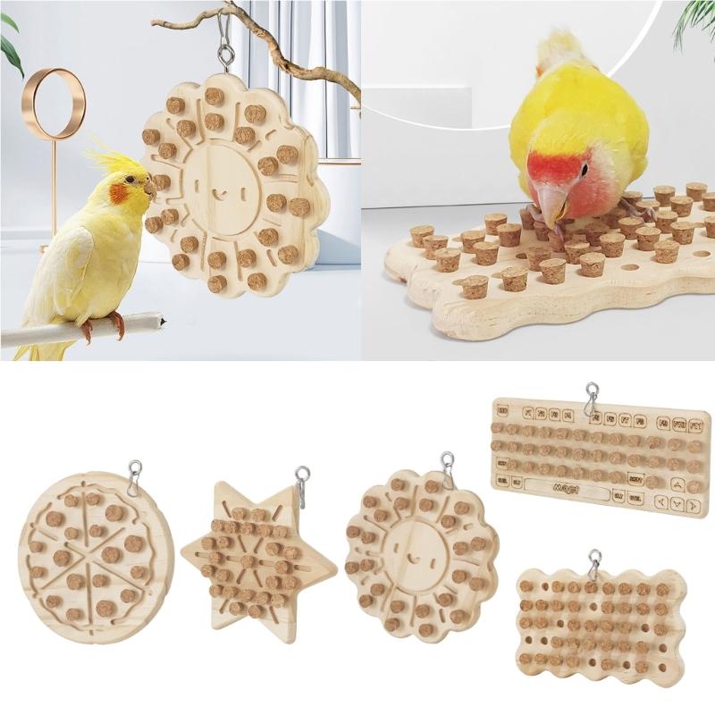 Parrot Pecking Cork Toy Wood Block Grinding Toy for Small Medium Bird Birdcages Hangable Entertainment Toy Y5GB