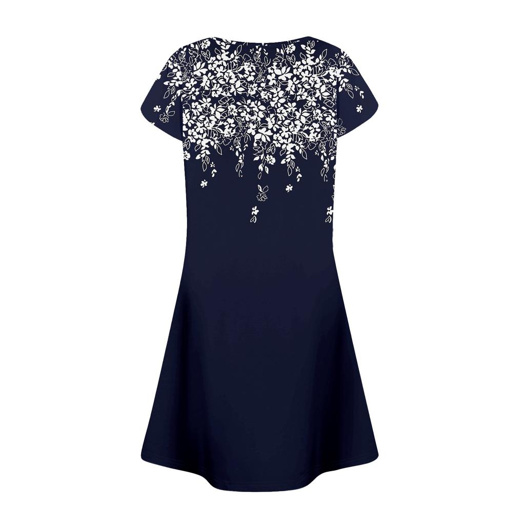 Women's Summer Casual Petal Slim Stripe Pleated Solid Color Dresses