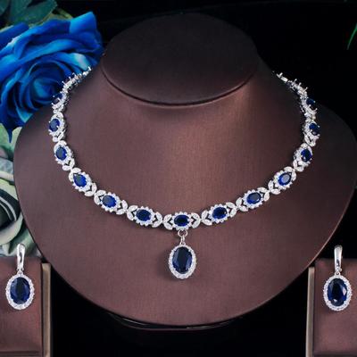 CMM модные серьги-капли из белого золота с кубическим цирконием, комплект ожерелья