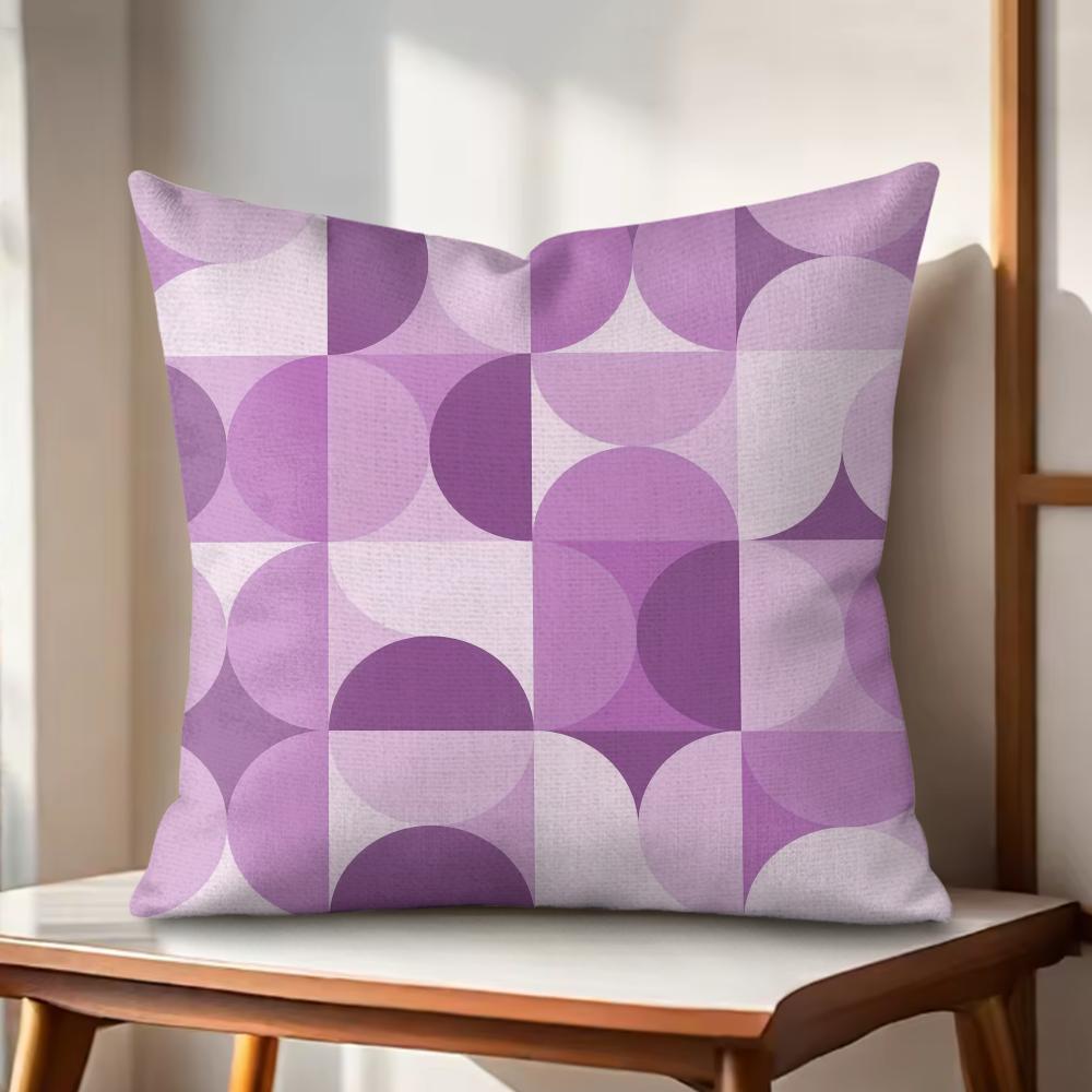 Purple geometric art Cushion Cover Natural Linen Organic Fabric DoubleSided Printing Couch Pillow Covers Home Decor