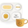 Doho Happy Smile Baby Food Plate Set, 2-piece Set, Mixed Colors, Tray + Mug, Popular Korean Parenting Items