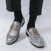 Fashion Fashion Designer Men's Pointed Metal Button Wedding Shoes Male Print Pattern Loafers Formal Dress Footwear Zapatos Hombre
