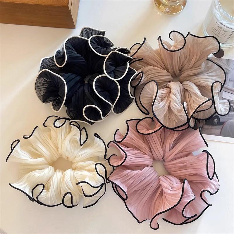 Simple Mesh Pleated Hair Rope for Woman Korean Style Hair Ring Meatball Head Hair Tie Fashion Girl Does Not Damage The Hair Scru