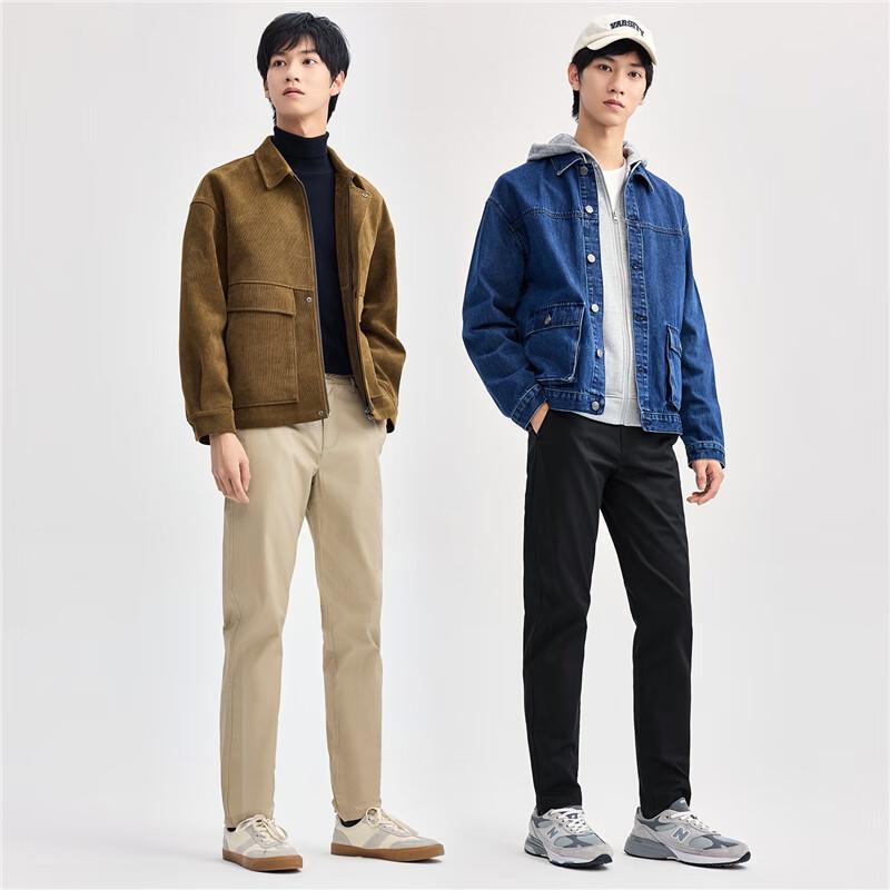 GIORDANO Мужские прямые эластичные брюки чинос