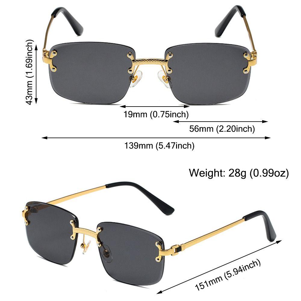 High Quality Cut Edge Rectangular Sunglasses Rimless Gradient Lens Shades for Women & Men