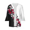Women's Fashion Loose Casual Printed Three-quarter Sleeve Button Shirt Cardigan Top