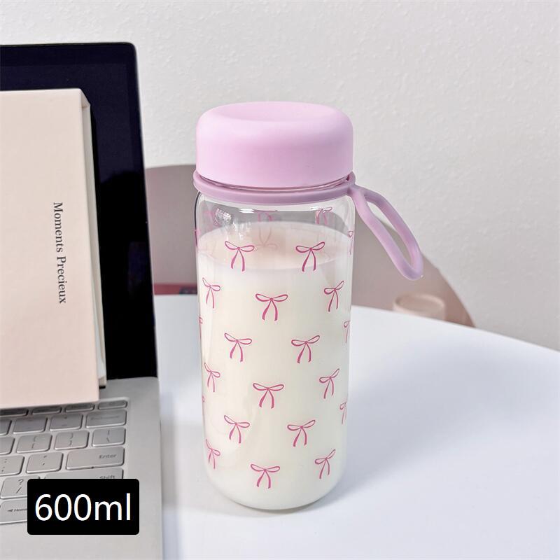 Пластиковый стакан для воды с бантом, студенческий портативный стакан для холодных напитков, стакан для кофе, сока, молока, портативный, большой емкости