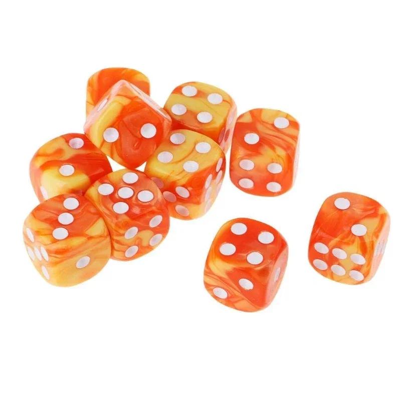 10 шт. 16 мм Двухцветные Непрозрачные Шестигранные Кости для Игр D6 DD Коллекция Костей Кости для RPG Прямой Стакан Настольные Игры Коллекция KTV Развлечения