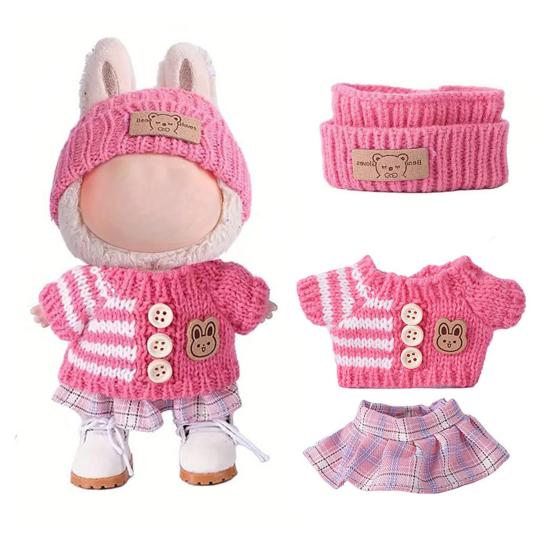 17cm Doll Clothes 3-Piece Hat Sweater Pants Sets Handmade Baby Doll