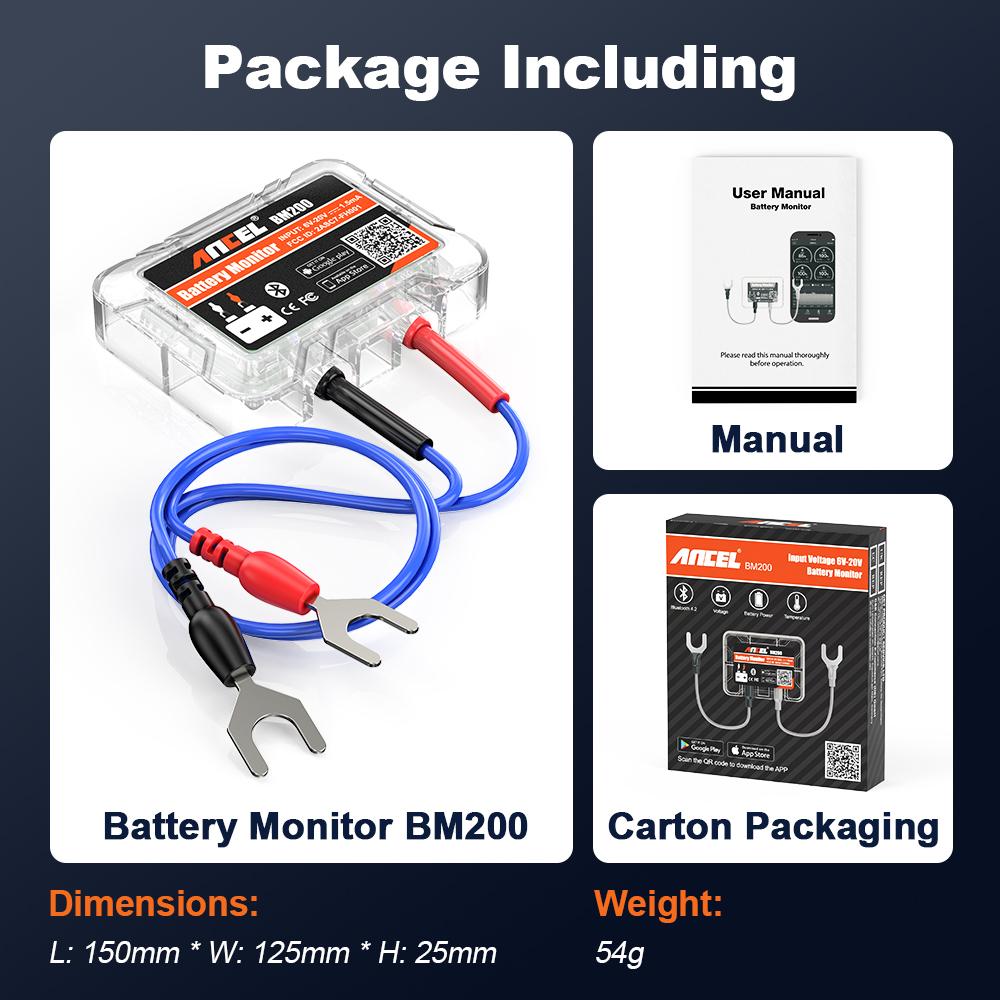 ANCEL BM200 12V Battery Monitor Wireless Bluetooth Car Battery Health APP Monitoring Battery Tester Tools For Android IOS
