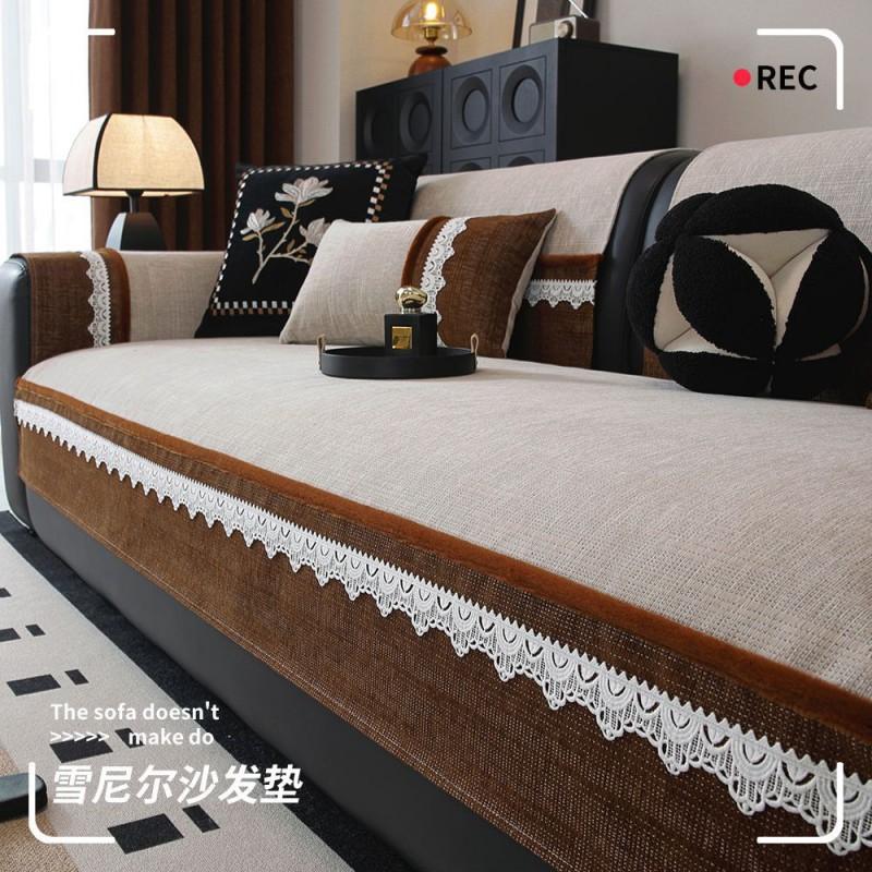 Vintage Chenille Sofa Cover Non-Slip All Season Universal Couch Mat Home Living Room