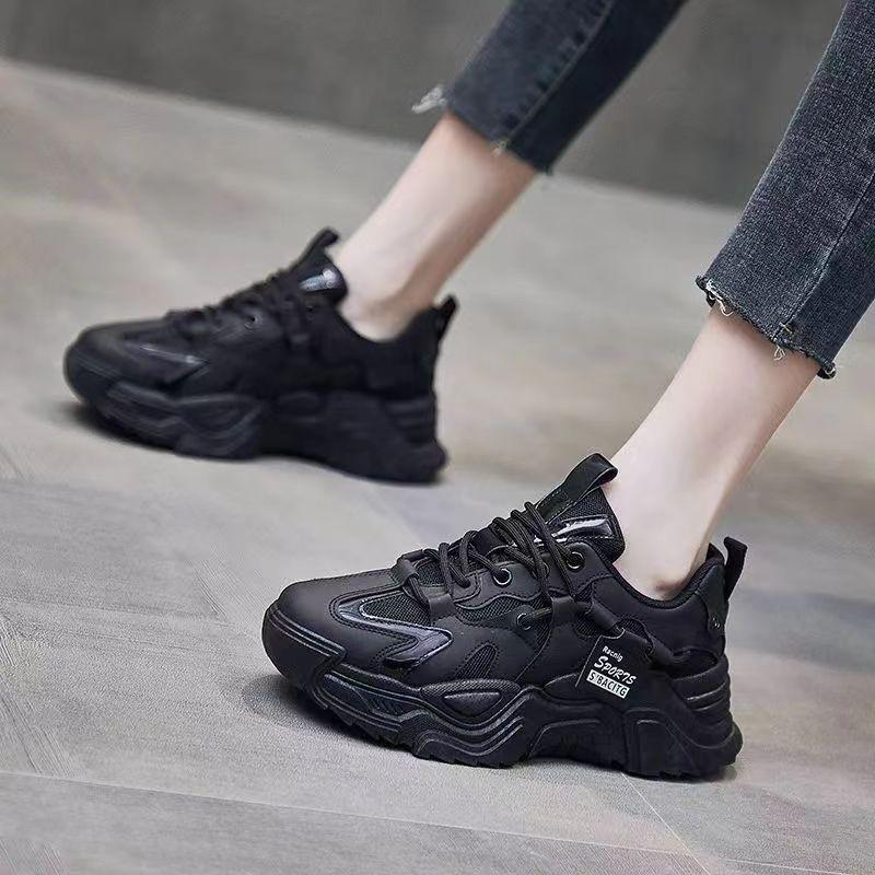 High-quality Women's Shoes Spring and Autumn New Super Popular Dad Shoes Thick Sole Heightening Soft Leather Versatile Single Shoes