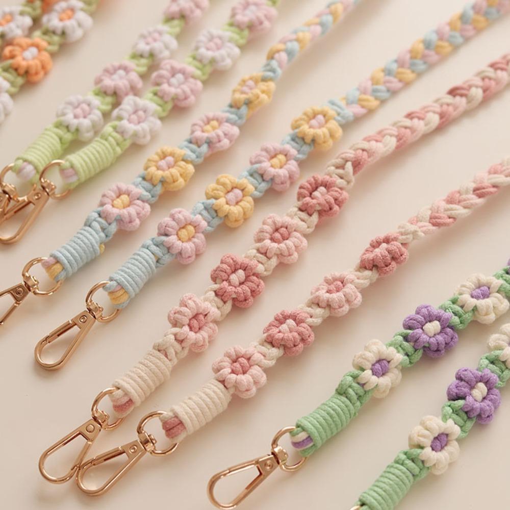 Ручная работа Цветочная плетеная цепочка Сумка против потери Плетеная веревка Плетеная ромашка Подвесная цепочка Шоппинг