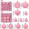 48PCS Plastic Flocked Christmas Ball 7 Colors Suspensable Christmas Tree Balls 4/6/8cm Xmas Baubles Home