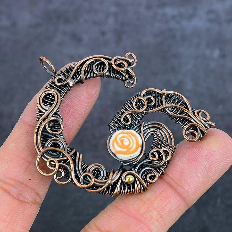 G Look Gemstone Handmade Copper Wire Wrap Jewelry Pendant 2.36" Y6l52