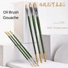 6 Pcs Pig Bristles Green Rod Hanging Gold Tails Birch Rods Oil Paintbrush Sets Hazelnut Shaped Gouache Art Acrylic Row Pens Art