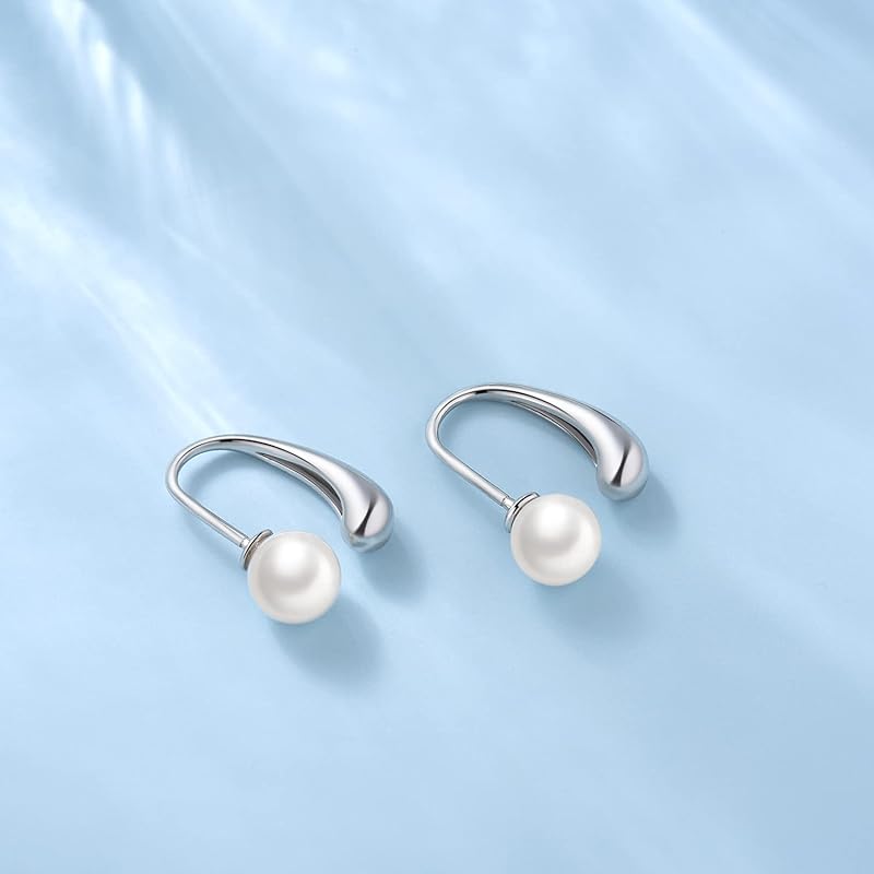 Бесплатные серьги-крючки с птичьими крючками, женские серьги-капли из жемчуга, серебро 925 пробы, совместимы с аллергией на металл, повседневное использование, офис, простой белый день, подарок взамен