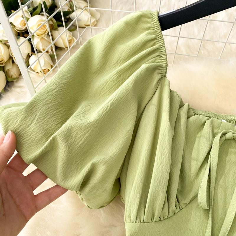 НОВОЕ женское платье с пышными рукавами и нерегулярной баской Vestido Elegante с квадратным воротником и оборками, модное корейское платье