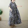 Короткий рукав Плюс размер Хлопок винтажный цветочный новый в платьях для женщин повседневное свободное макси длинное летнее платье