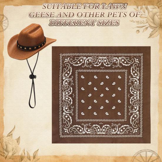 Костюм ковбоя для крыльца гуся, ковбойская шляпа в стиле вестерн с банданой, праздничный костюм гуся для 23-дюймовой/17-дюймовой цементной статуи гуся