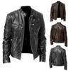 European And American Men's Leather Jacket Youth Stand Up Collar Handsome Punk Motorcycle Leather Jacket