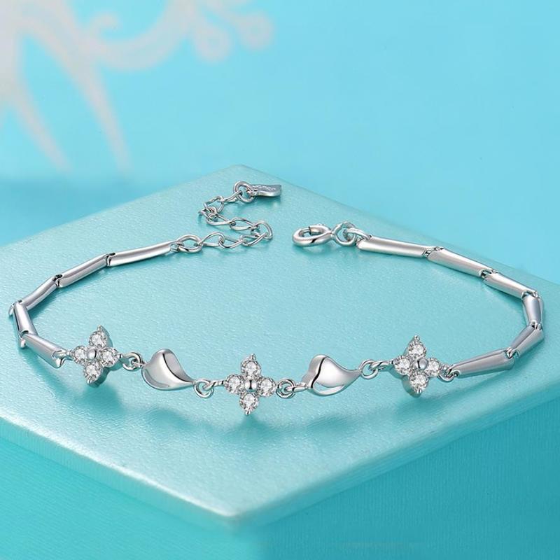 Shiny Female Crystal Bracelets for Women Jewelry Trendy 925 Silver Girls Bracelets Accessories Lady Valentine's Gift