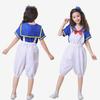 JUNDOMECY Halloween Cosplay Sailor Uniform Kids' Navy-Style Costume for Boys and Girls, Cute Duck Costume with Short Sleeves and Suspenders, Perfect