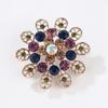 Luxury Vintage Crystal Color Gemstone Ribbon Flower Alloy Brooch Pin Corsage Accessories Brooch