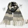 New Soft Imitation Cashmere Scarf for Women Classic Plaid Tassel Shawl Scarf for Men and Women Autumn and Winter Versatile Stripes