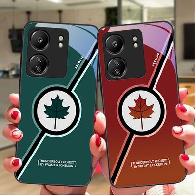 Кленовые листья желтые для Xiaomi Redmi 13C Note13 12 Pro Plus 5G Note 9 13T Pro POCO X6 F5 F6 черный чехол для телефона из закаленного стекла