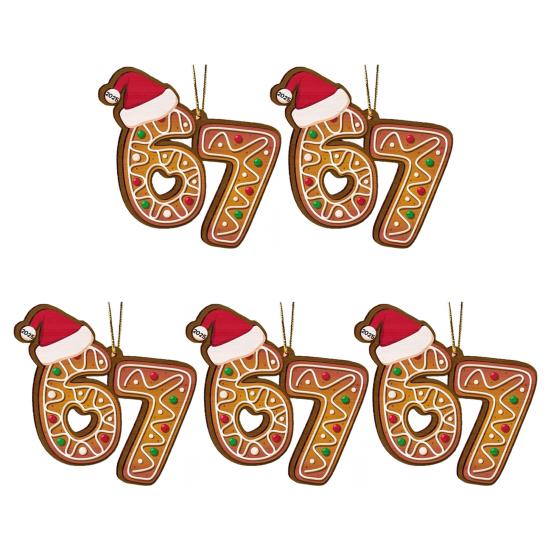 Рождественское украшение Акриловый пряничный человечек Номер 67 Подвеска со шляпой Праздничное украшение для рождественской елки Праздничный подарок