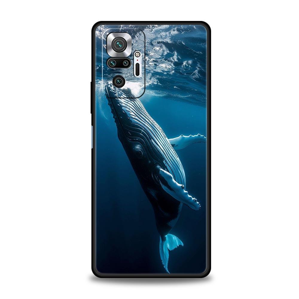 Чехол для телефона для Xiaomi Redmi Note 14 13 12 Pro Plus 5G 9S 9 10 11 4G 14C 13C 12C 10C 9C 9A Морской Кит Акула Плавает Мягкий Чехол