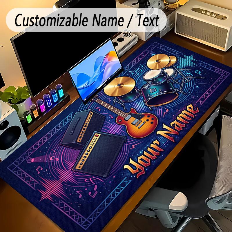 Music Theme Personalized Mouse Pad Custom Name Text Non Slip Desk Pad For Laptop Office Desktop