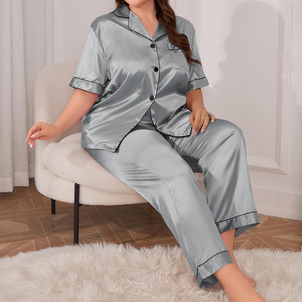Summer Fashion Leisure Pajamas Two-piece Set Plus Size Loose Trousers Pajamas Thin Section of Homewear